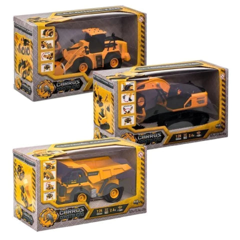Kit Veículos de Construção Trator Caminhão Controle Remoto Multikids