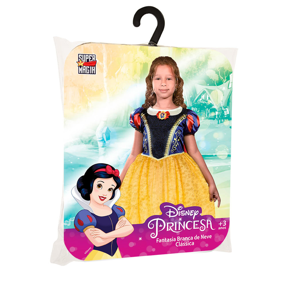 Fantasia Infantil Clássica - Princesas Disney - Branca de Neve - Tamanho M - Novabrink