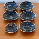 Bowl em Ágata Roxa e Azul com Acabamento Dourado 6 Peças